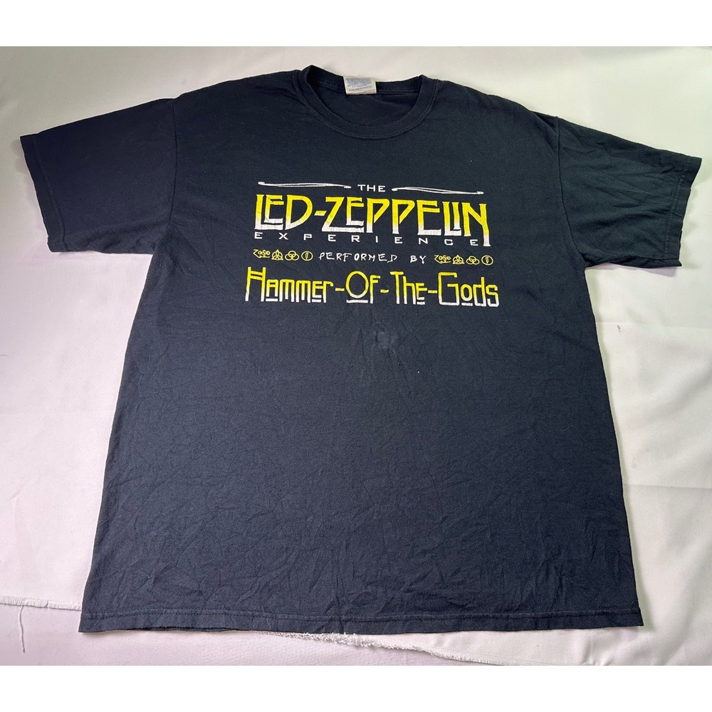 Vintage 1999 Led Zeppelin Experience Hammer of the Gods Band T-Shirt Black Large